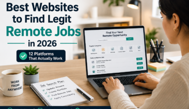 A professional exploring remote job platforms on a laptop while searching for legitimate online career opportunities